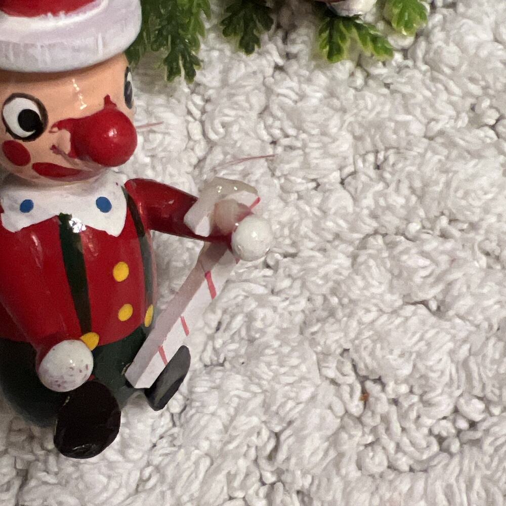 Lot of 3 Vintage Clown Colorful Wooden Ornaments Top Hats Tree 3.25” Christmas - Picture 7 of 8